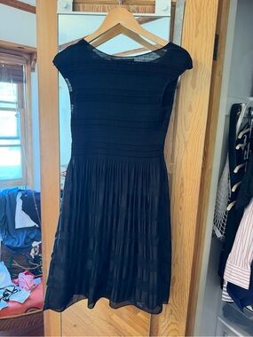 Max Studio Women's Black Pleated Fit-and-Flare Dress